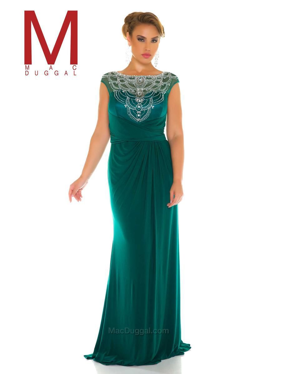 Style 76993F Mac Duggal Green Size 18 Tall Height Plus Size Straight Dress on Queenly