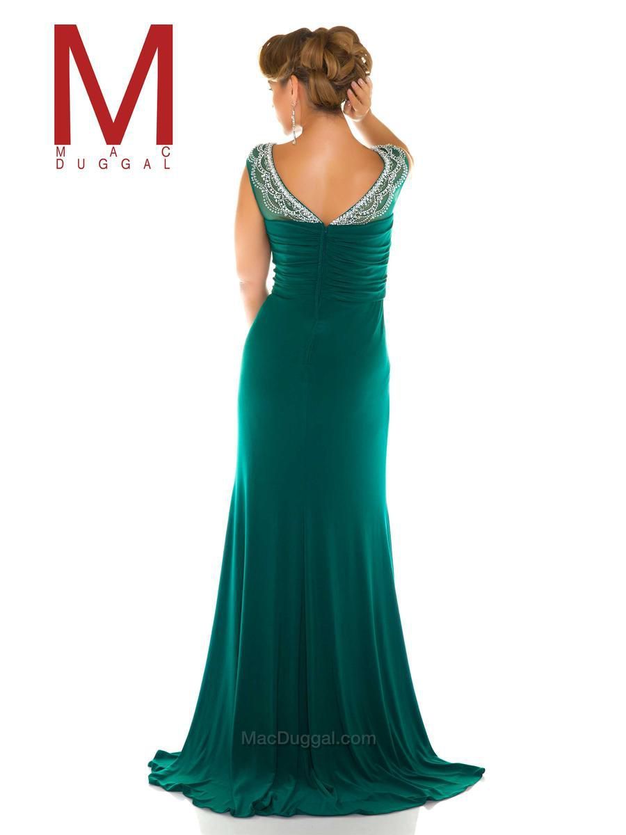 Style 76993F Mac Duggal Plus Size 18 Prom Cap Sleeve Emerald Green Floor Length Maxi on Queenly