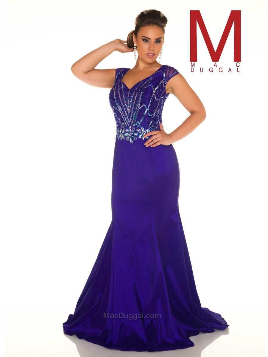 Style 77013F Mac Duggal Purple Size 30 Pageant Tall Height Prom Side slit Dress on Queenly