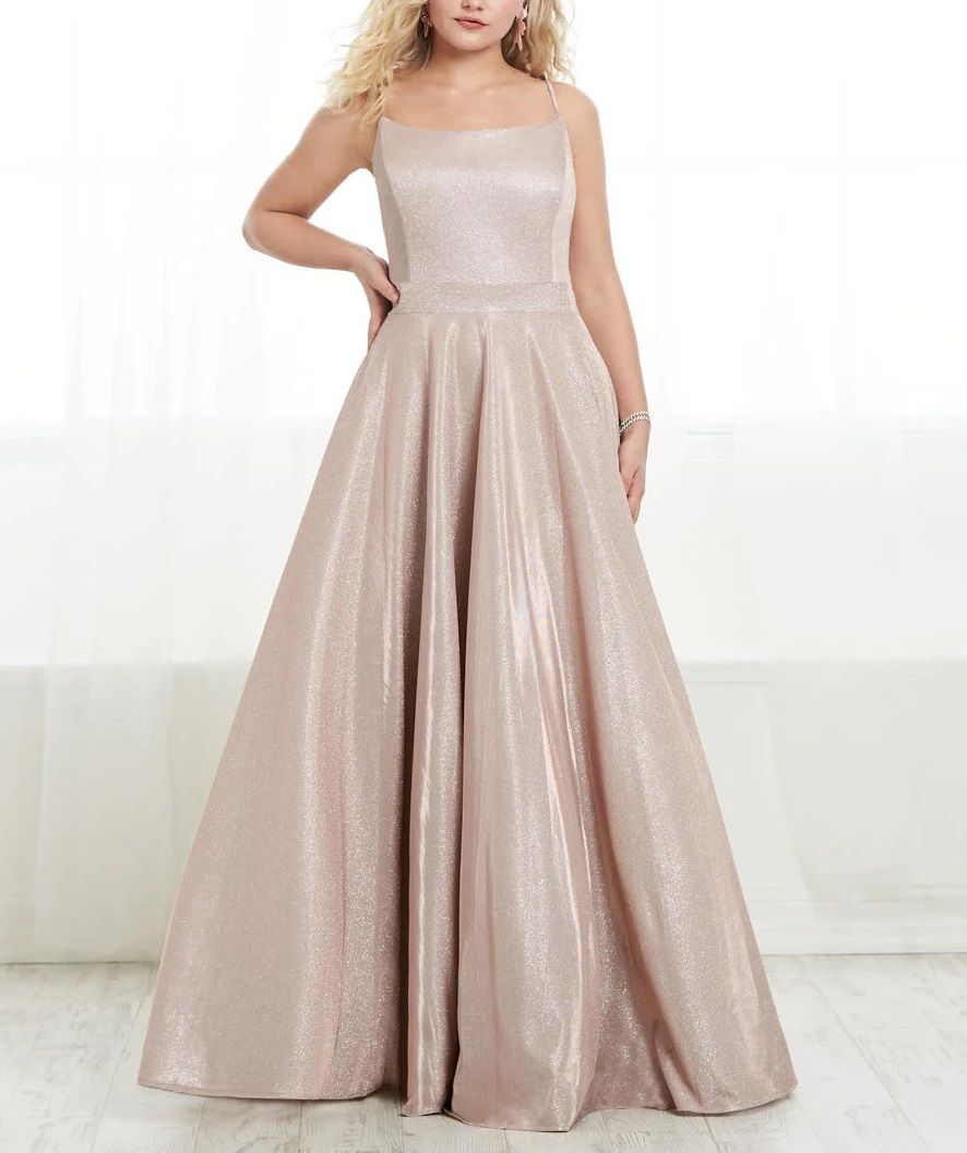 Style 16448 Tiffany Designs Plus Size 22 Bridesmaid Light Pink A-line Dress on Queenly