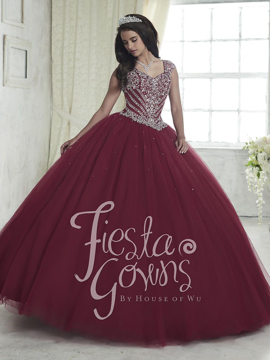 Style 56312 House of Wu Fiesta Plus Size 16 Strapless Burgundy Red Ball Gown on Queenly