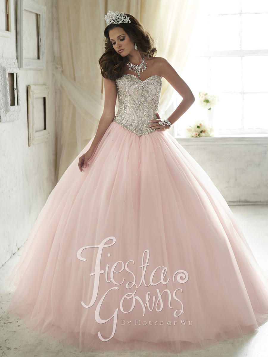 Style 56290 House of Wu Fiesta Size 4 Sequined Light Pink Ball Gown on Queenly