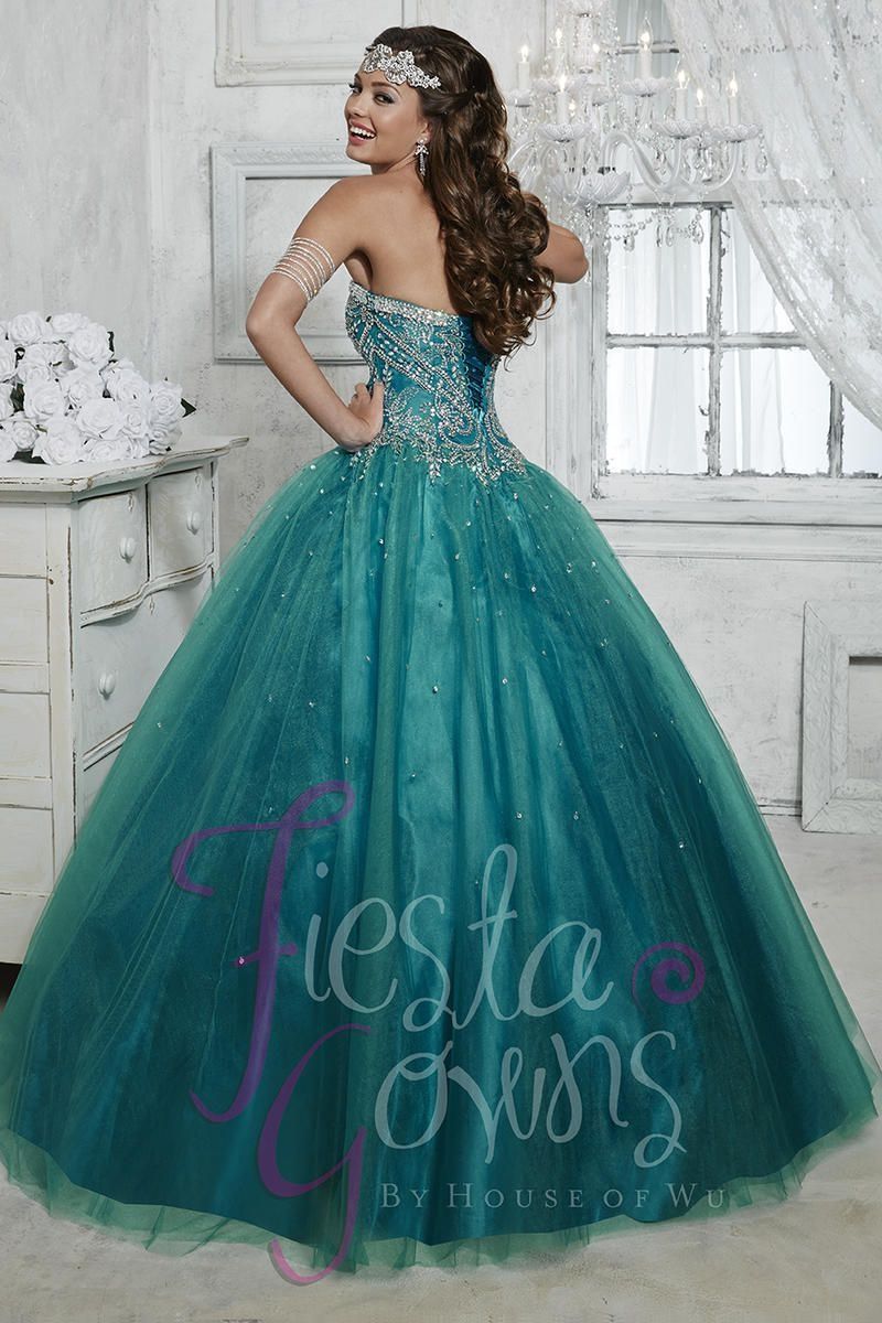 Style 56264 House of Wu Fiesta Size 2 Strapless Green Ball Gown on Queenly