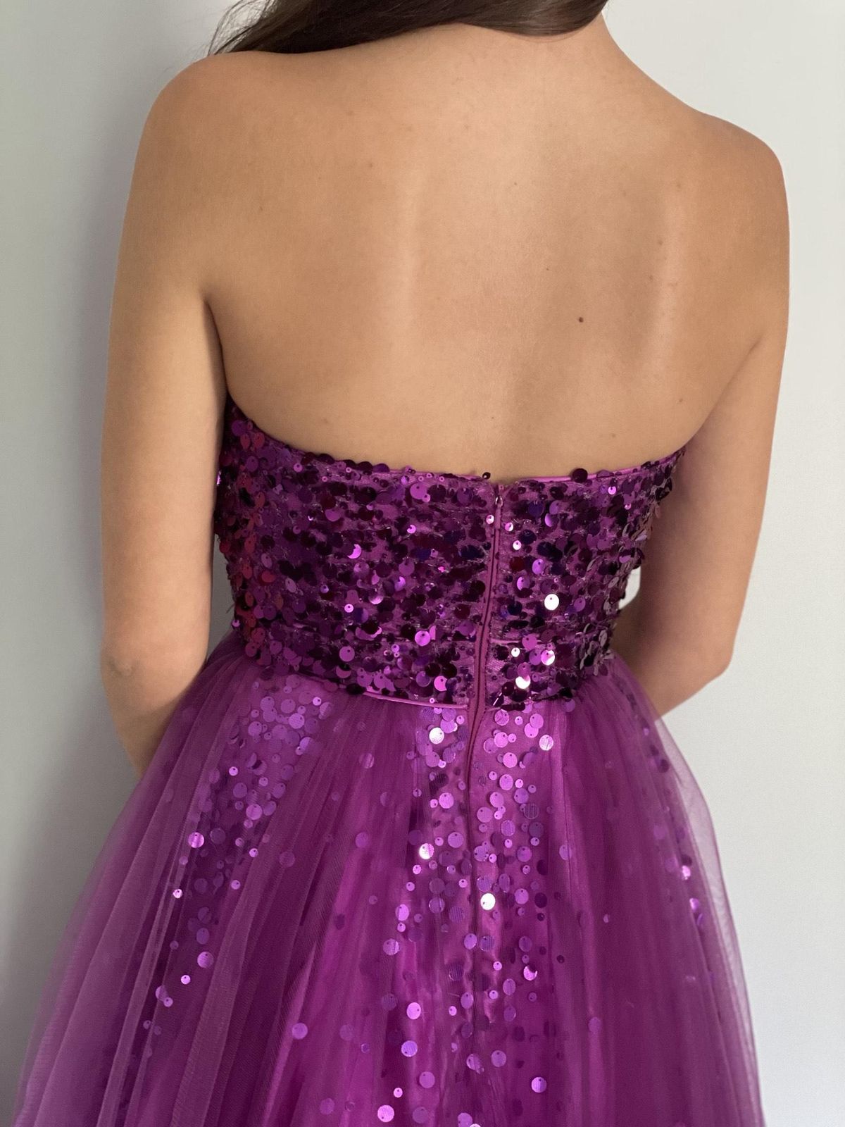 Size 0 Sequined Purple Ball Gown on Queenly