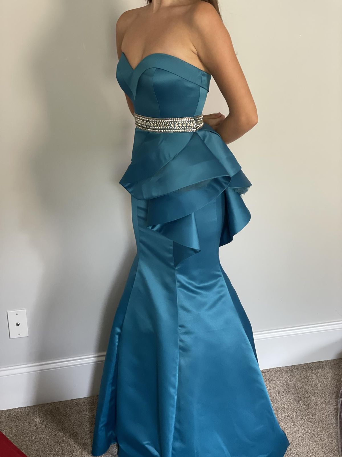 Rachel Allan Size 0 Pageant Blue Mermaid Dress on Queenly