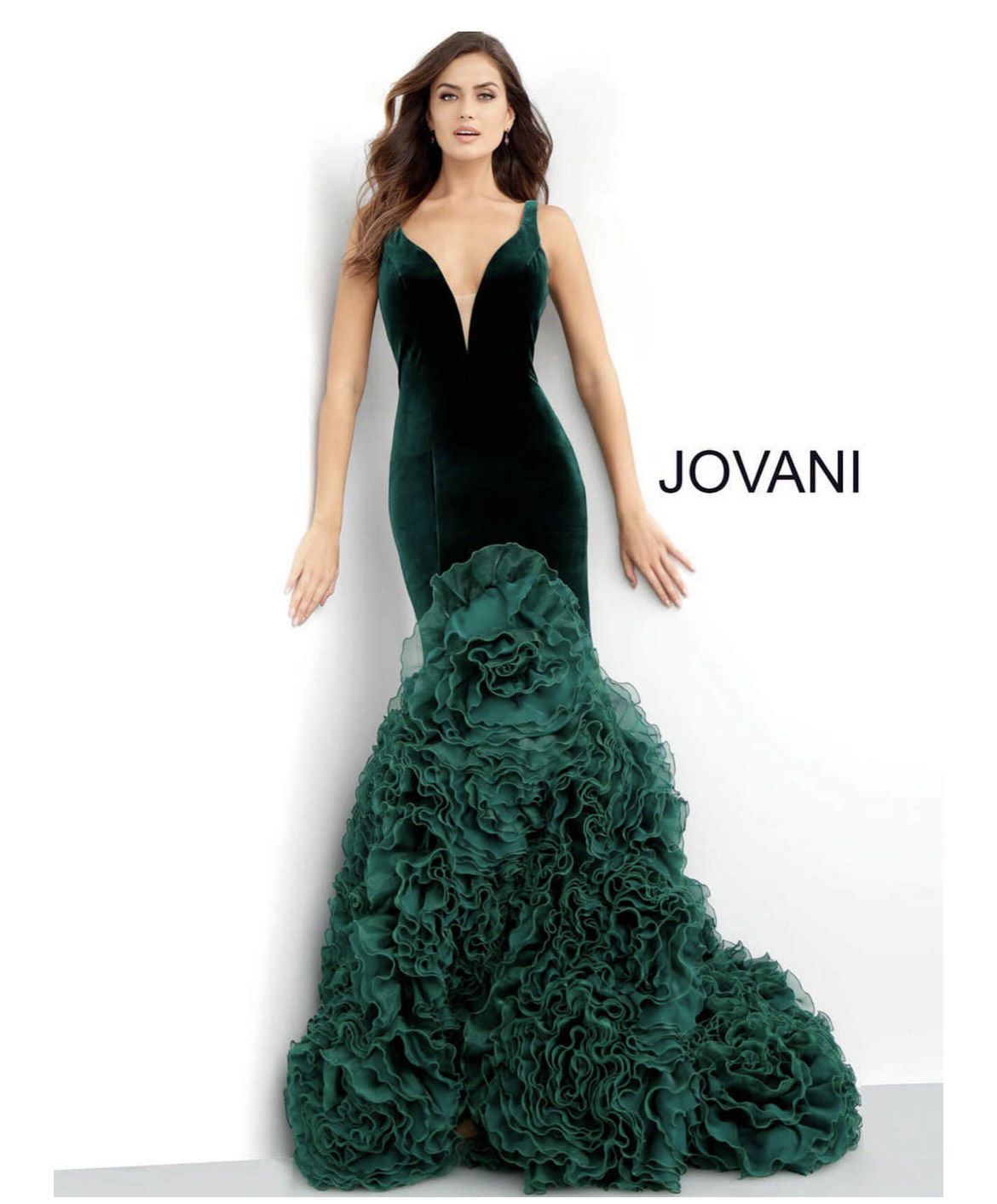 Jovani Size 2 Wedding Plunge White Mermaid Dress on Queenly