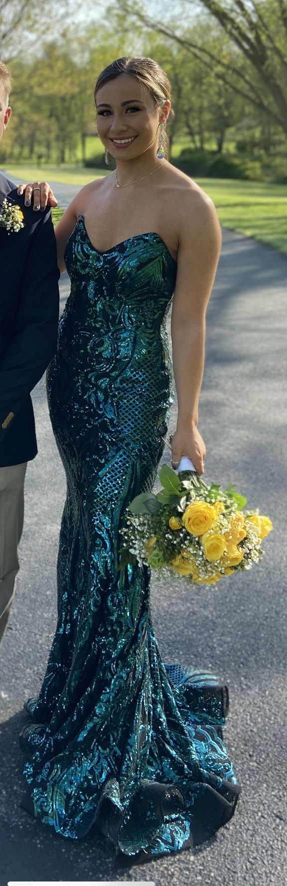 Jovani Size 0 Prom Strapless Green Mermaid Dress on Queenly