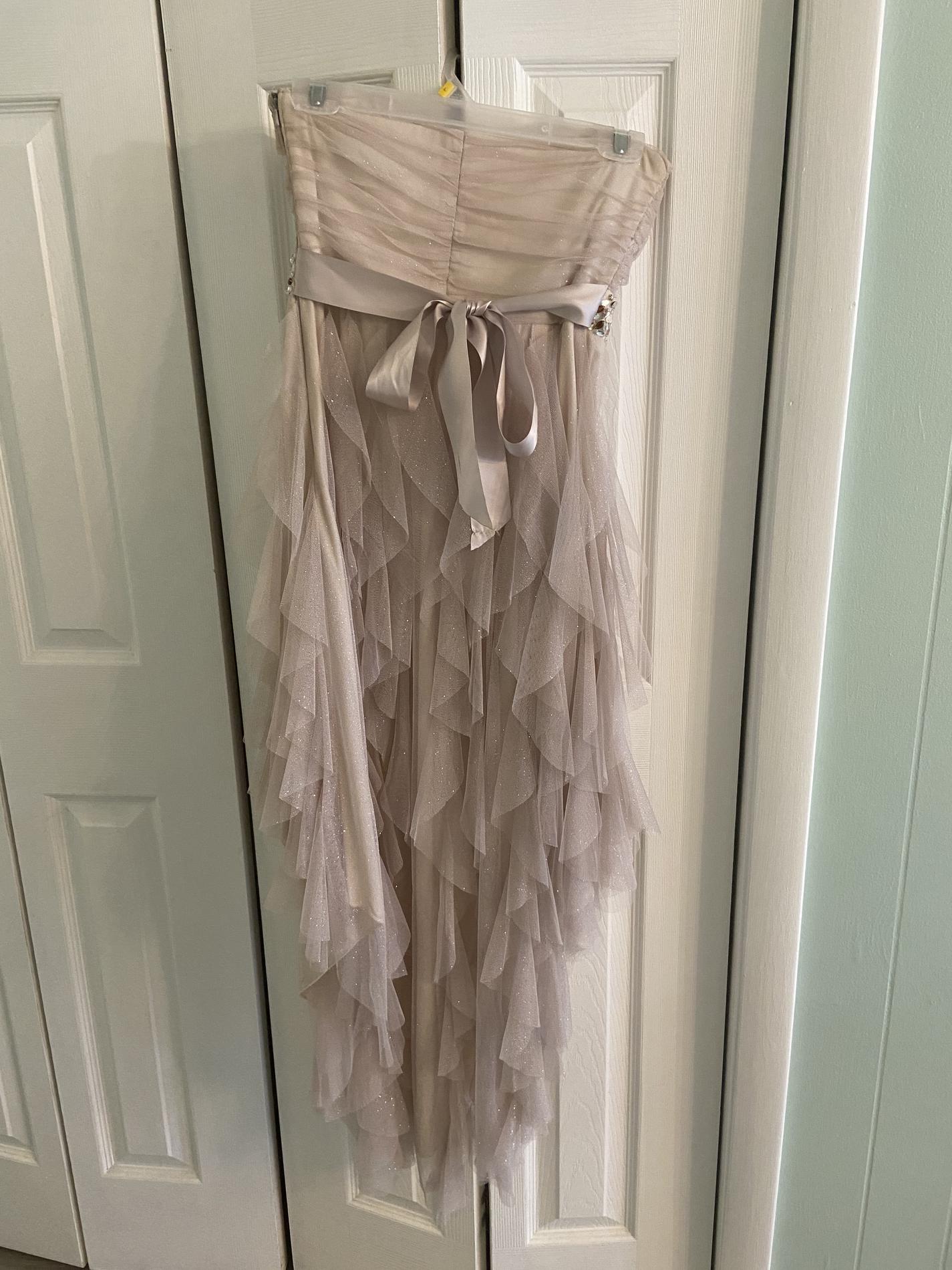 Size 4 Strapless Sheer Nude Cocktail Dress on Queenly
