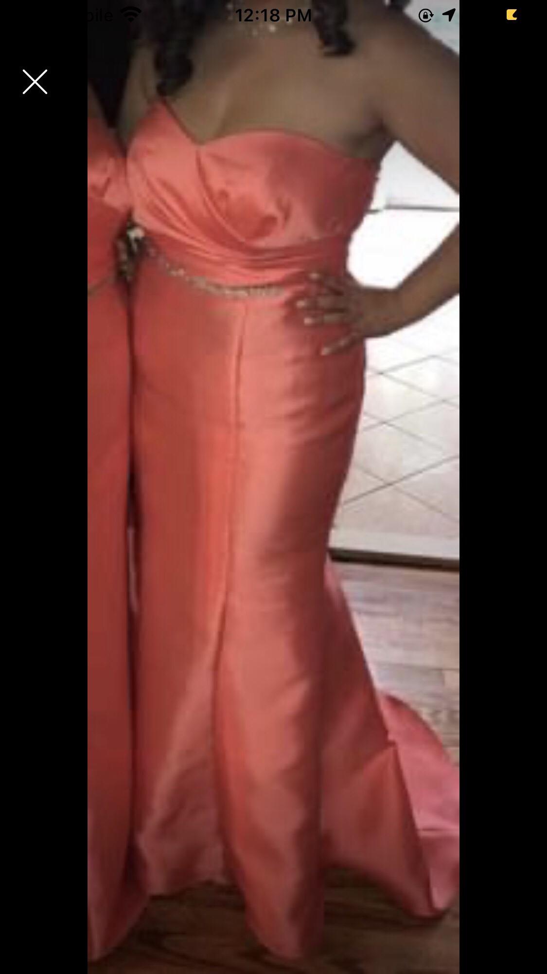 Plus Size 16 Prom Strapless Coral Floor Length Maxi on Queenly