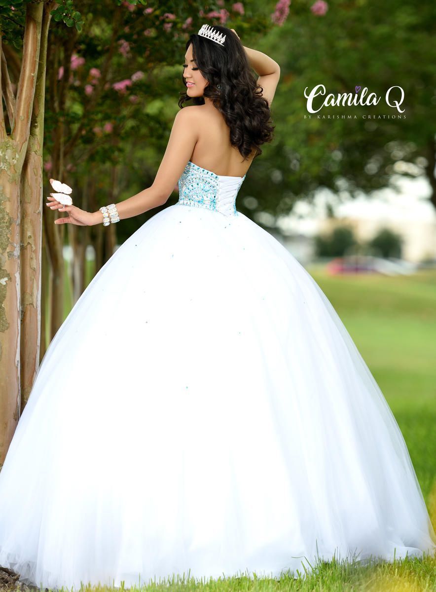 Style Q17003 Karishma Creations Size 6 Pageant Strapless Sequined White Ball Gown on Queenly