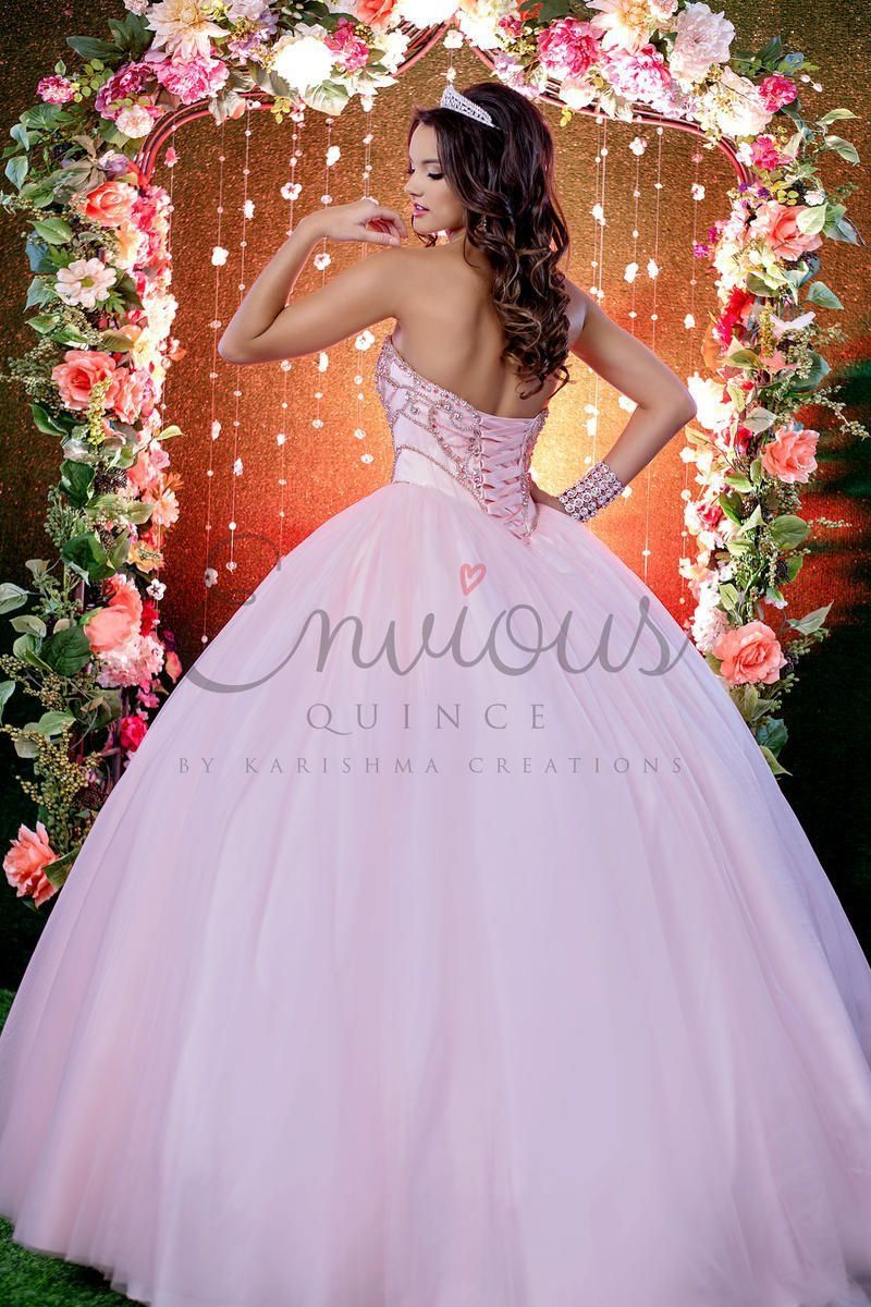 Style Q17013 Karishma Creations Size 8 Pageant Strapless Sequined Light Pink Ball Gown on Queenly