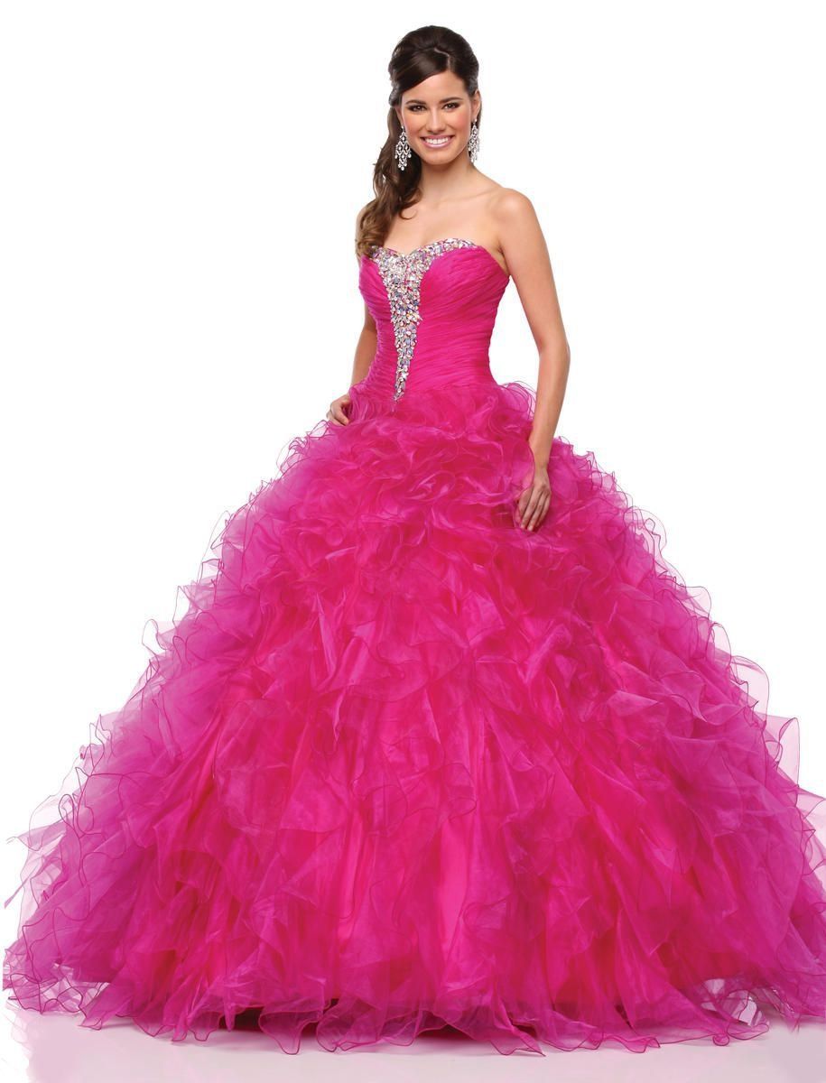 Style 2167 Karishma Creations Size 0 Pageant Cap Sleeve Hot Pink Ball Gown on Queenly