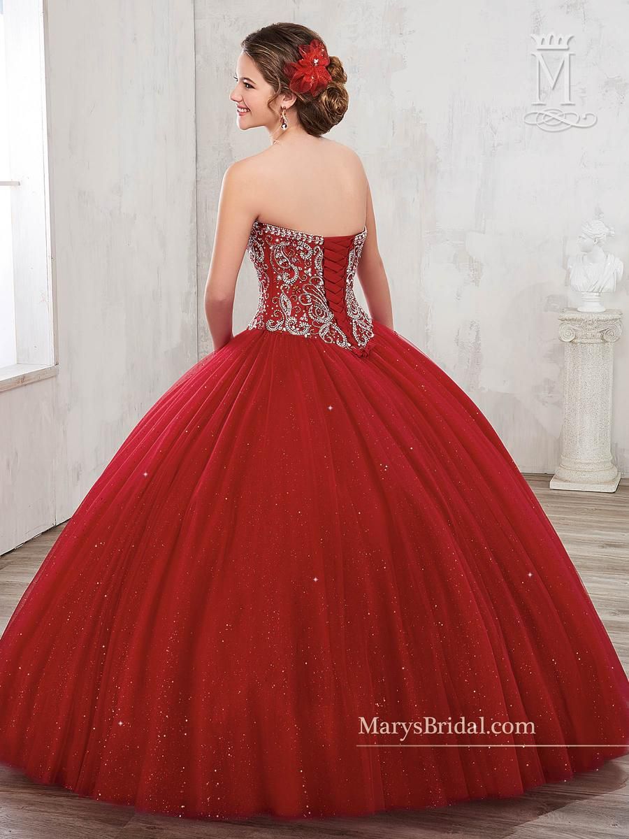 Style 4801 Mary's Size 2 Pageant Strapless Red Ball Gown on Queenly