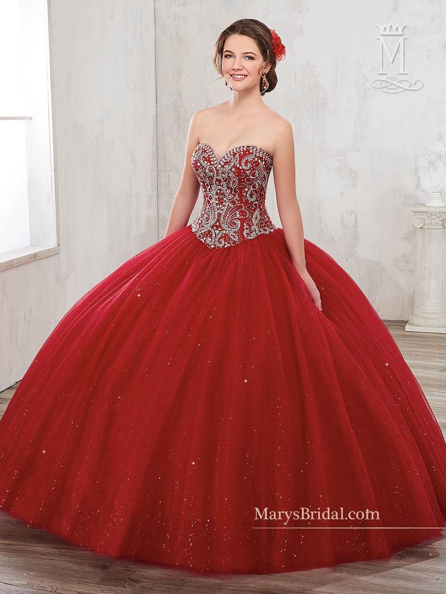 Style 4801 Mary's Size 2 Pageant Strapless Red Ball Gown on Queenly