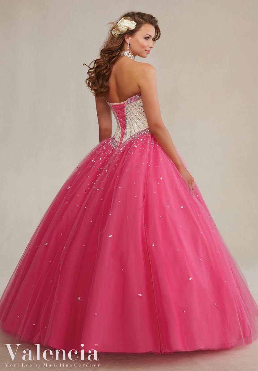 Style 89083 Vizcaya Size 2 Prom Strapless Sequined Hot Pink Ball Gown on Queenly