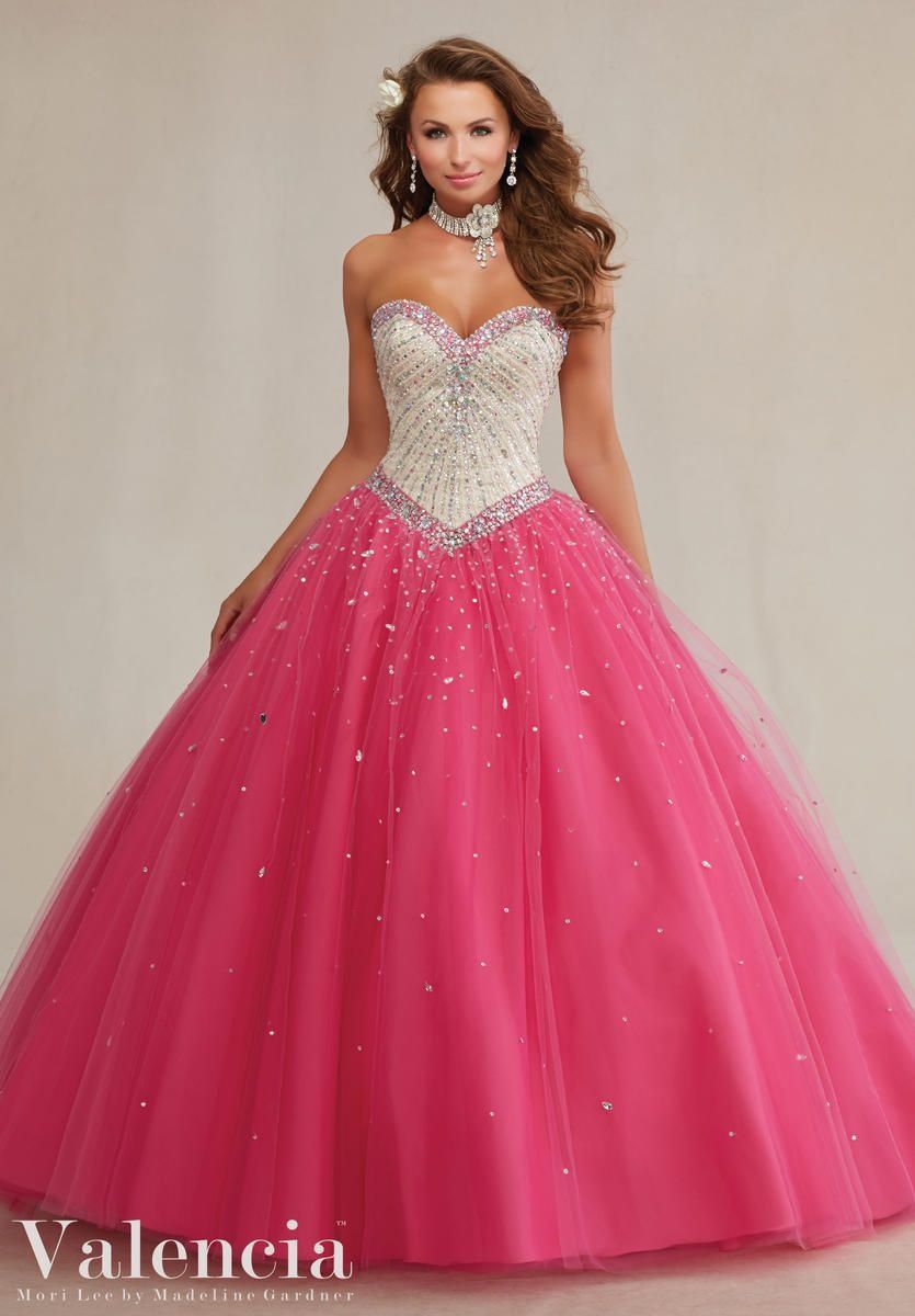 Style 89083 Vizcaya Size 2 Prom Strapless Sequined Hot Pink Ball Gown on Queenly