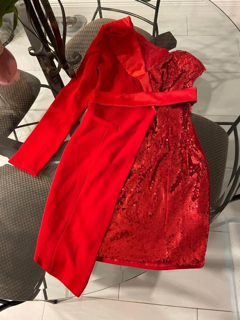 Size 0 Pageant Interview One Shoulder Sequined Red Cocktail Dress on Queenly
