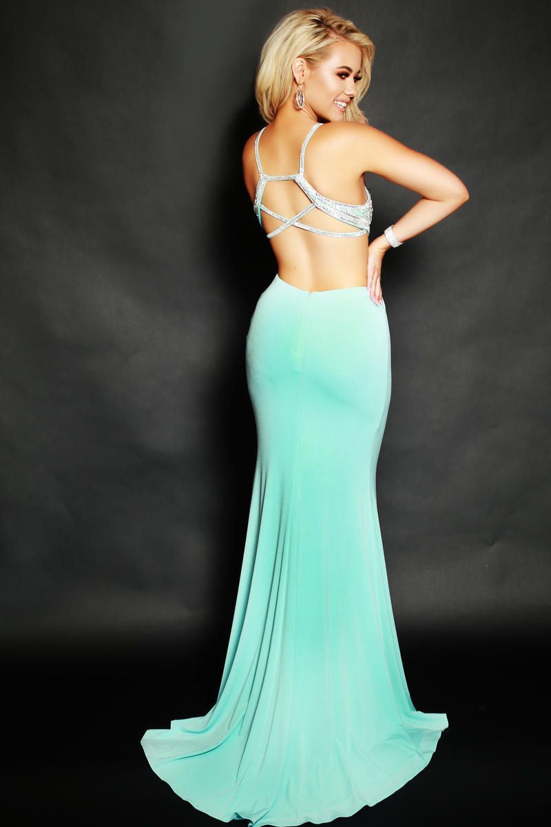 Style 81047 2Cute Prom Size 0 Prom Halter Turquoise Green Mermaid Dress on Queenly