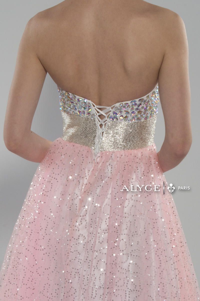 Style 35680 Alyce Paris Size 00 Prom Strapless Sequined Light Pink A-line Dress on Queenly