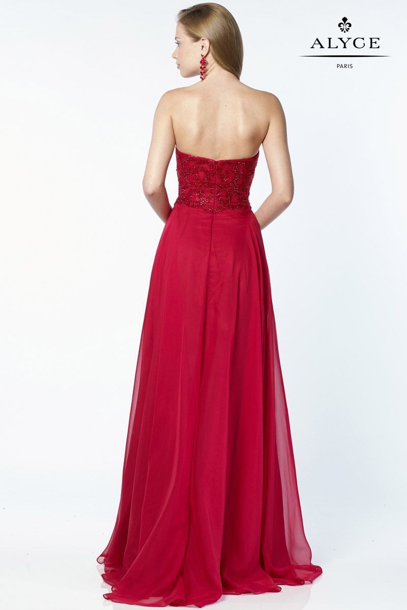 Style 6684 Alyce Paris Size 00 Prom Strapless Red A-line Dress on Queenly
