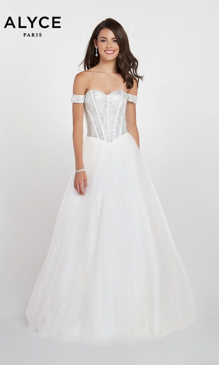 Style 60374 Alyce Paris Size 0 Wedding Off The Shoulder White Ball Gown on Queenly