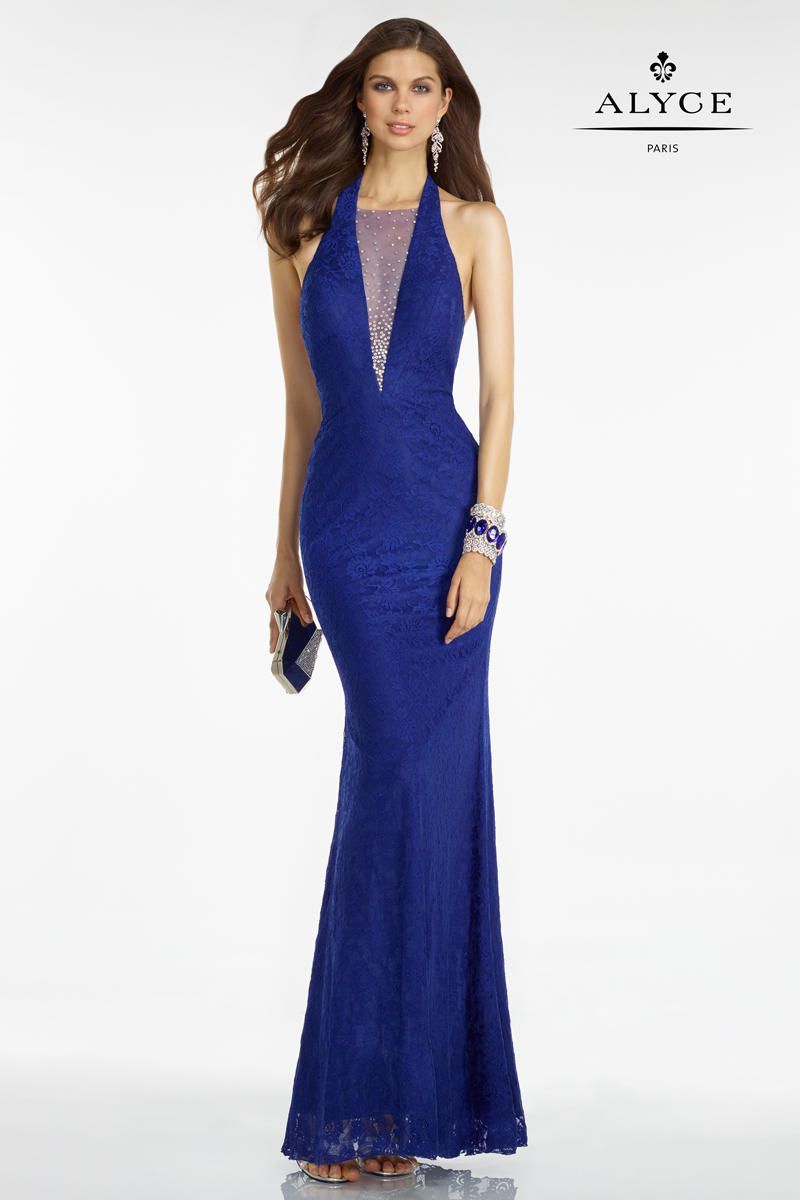 Style 35793 Alyce Paris Size 6 Prom Halter Royal Blue Floor Length Maxi on Queenly