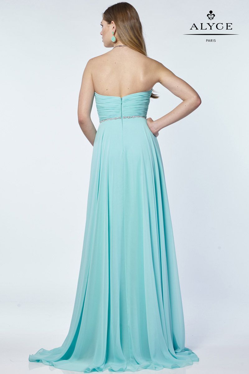 Style 6676 Alyce Paris Size 10 Prom Strapless Sequined Light Blue Floor Length Maxi on Queenly