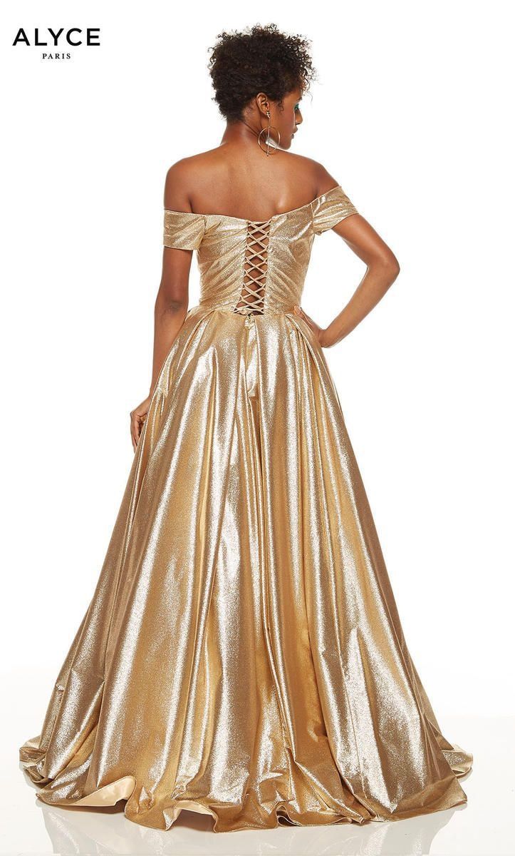 Style 60723 Alyce Paris Size 8 Prom Gold Ball Gown on Queenly