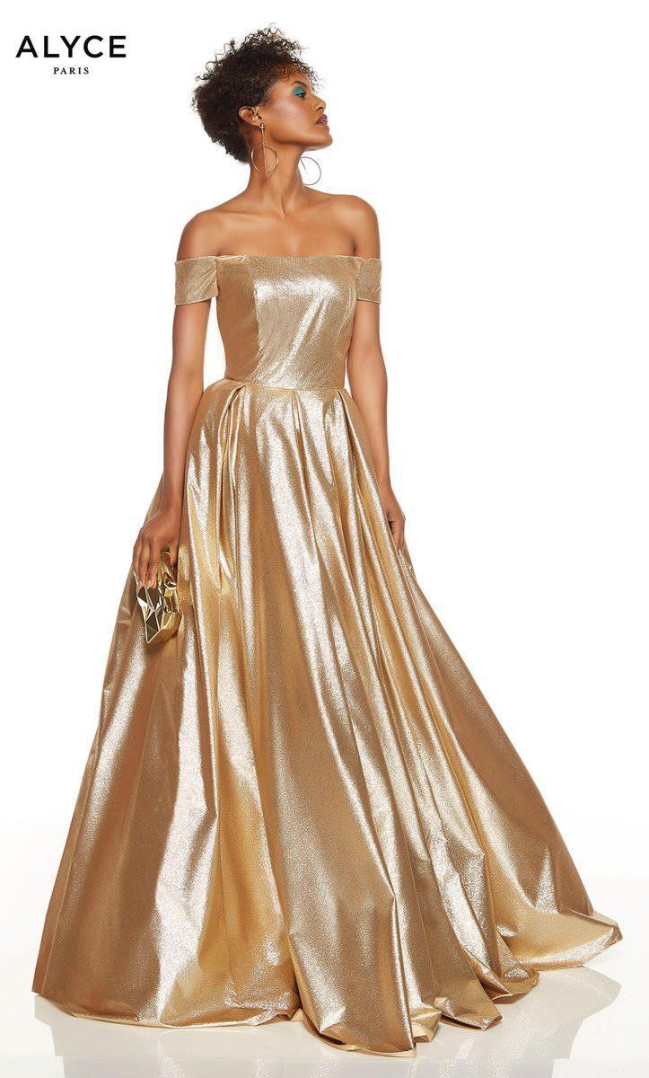 Style 60723 Alyce Paris Size 8 Prom Gold Ball Gown on Queenly