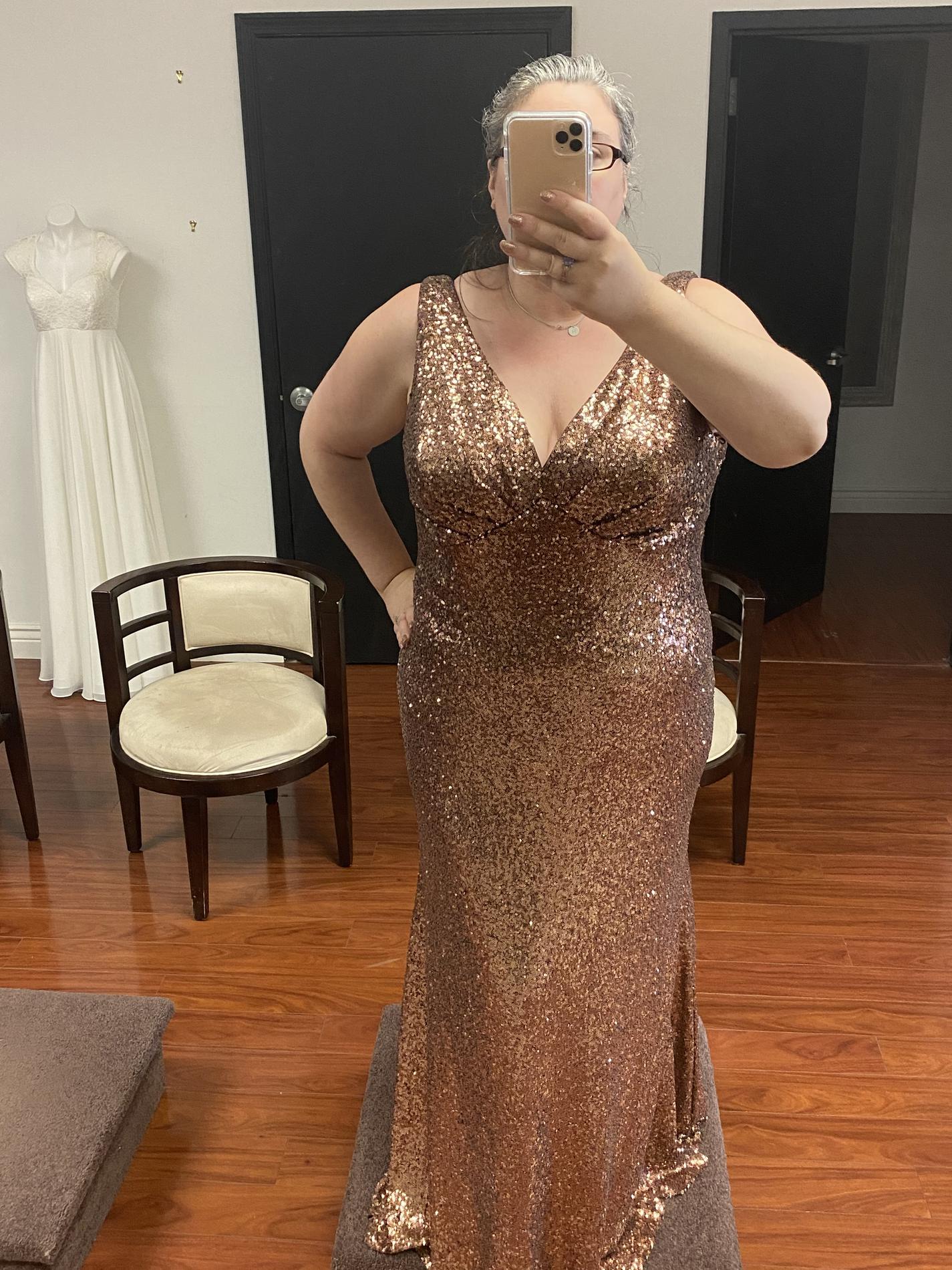 Tease Plus Size 22 Sequined Gold Floor Length Maxi on Queenly