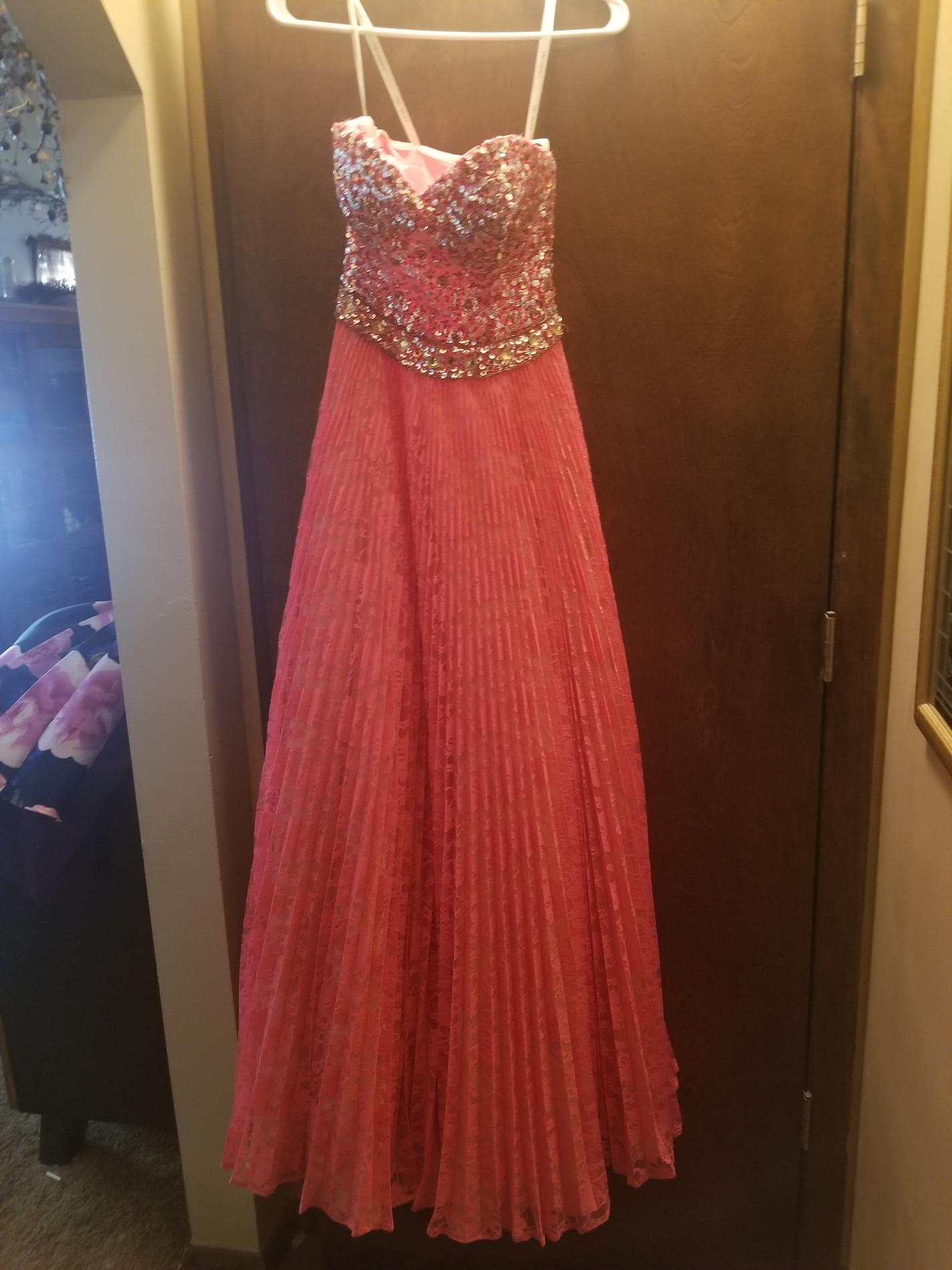 Sherri Hill Size 2 Prom Strapless Sequined Coral A-line Dress on Queenly