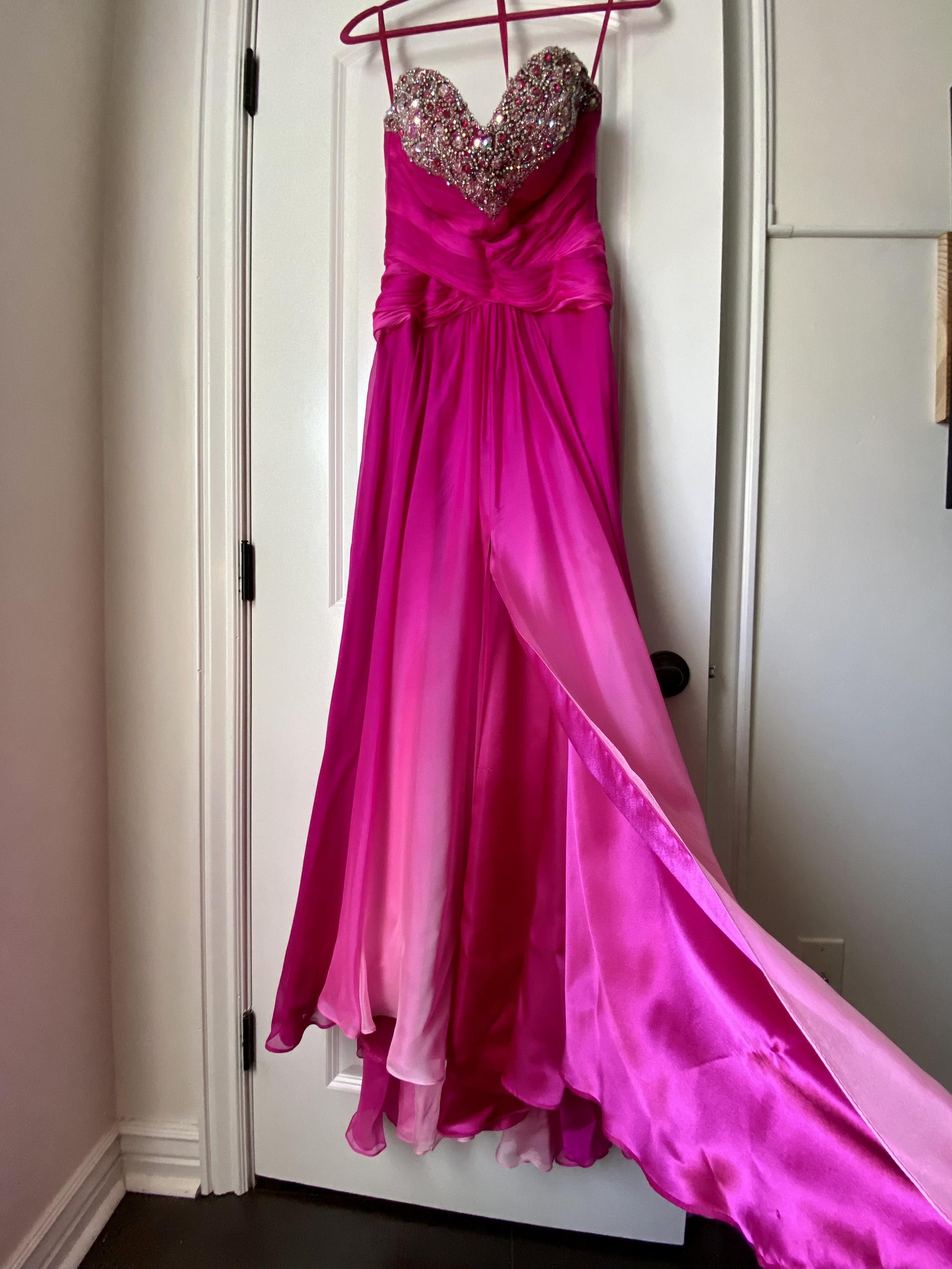 Jovani Pink Size 4 Silk Shiny Pageant A-line Dress on Queenly