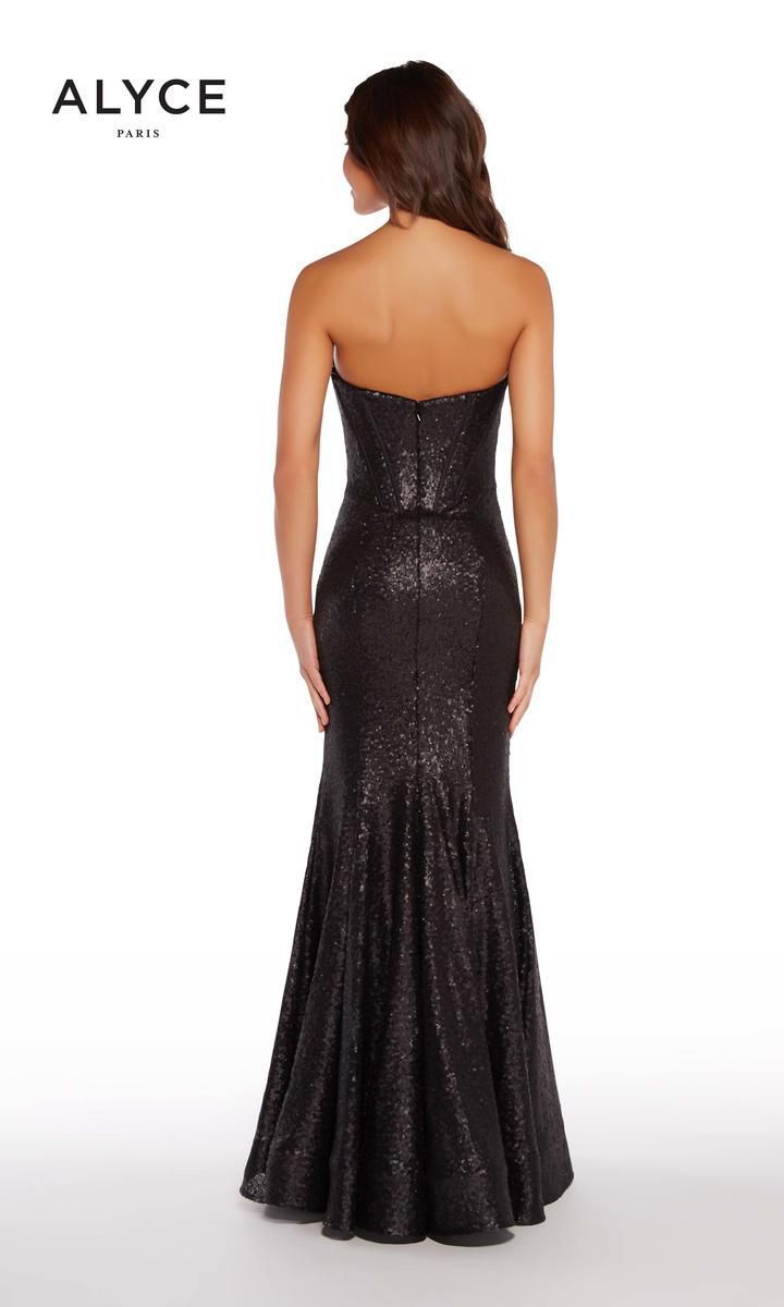 Style 60035A Alyce Paris Plus Size 16 Prom Strapless Black Mermaid Dress on Queenly