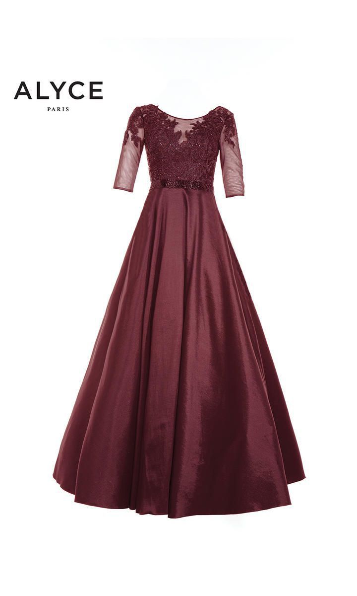 Style 27220 Alyce Paris Size 8 Prom Floral Burgundy Red Ball Gown on Queenly