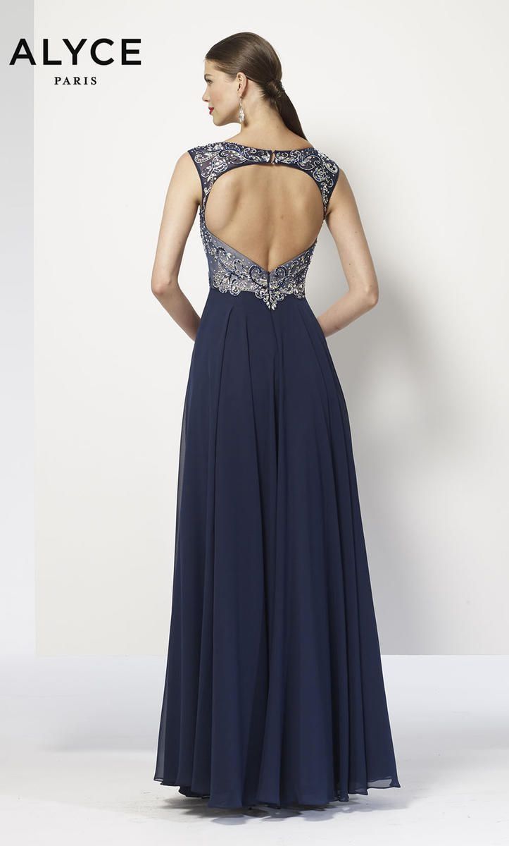 Style 27165 Alyce Paris Size 14 Prom Navy Blue A-line Dress on Queenly