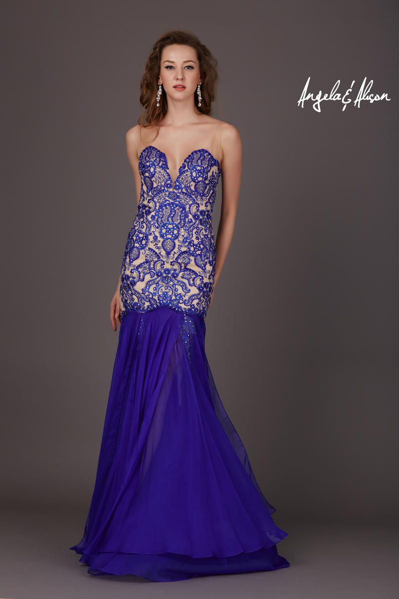 Style 61205 Angela and Alison Size 8 Prom Royal Blue Mermaid Dress on Queenly