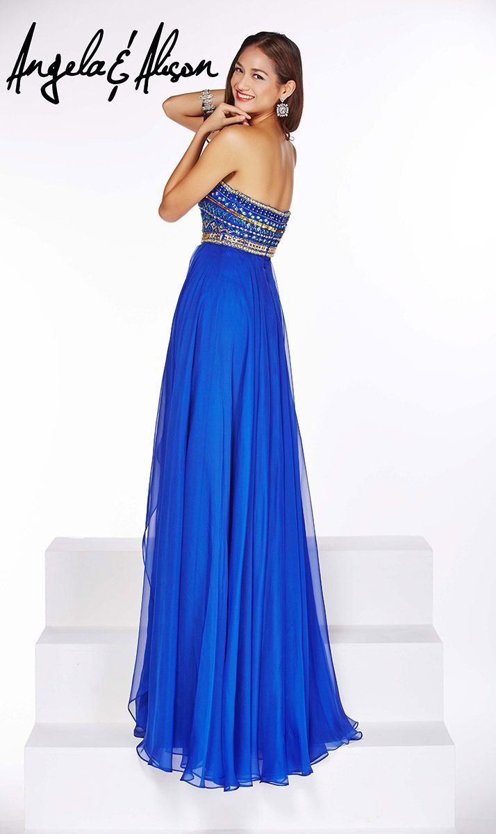 Style 51071 Angela and Alison Size 2 Prom Strapless Royal Blue A-line Dress on Queenly