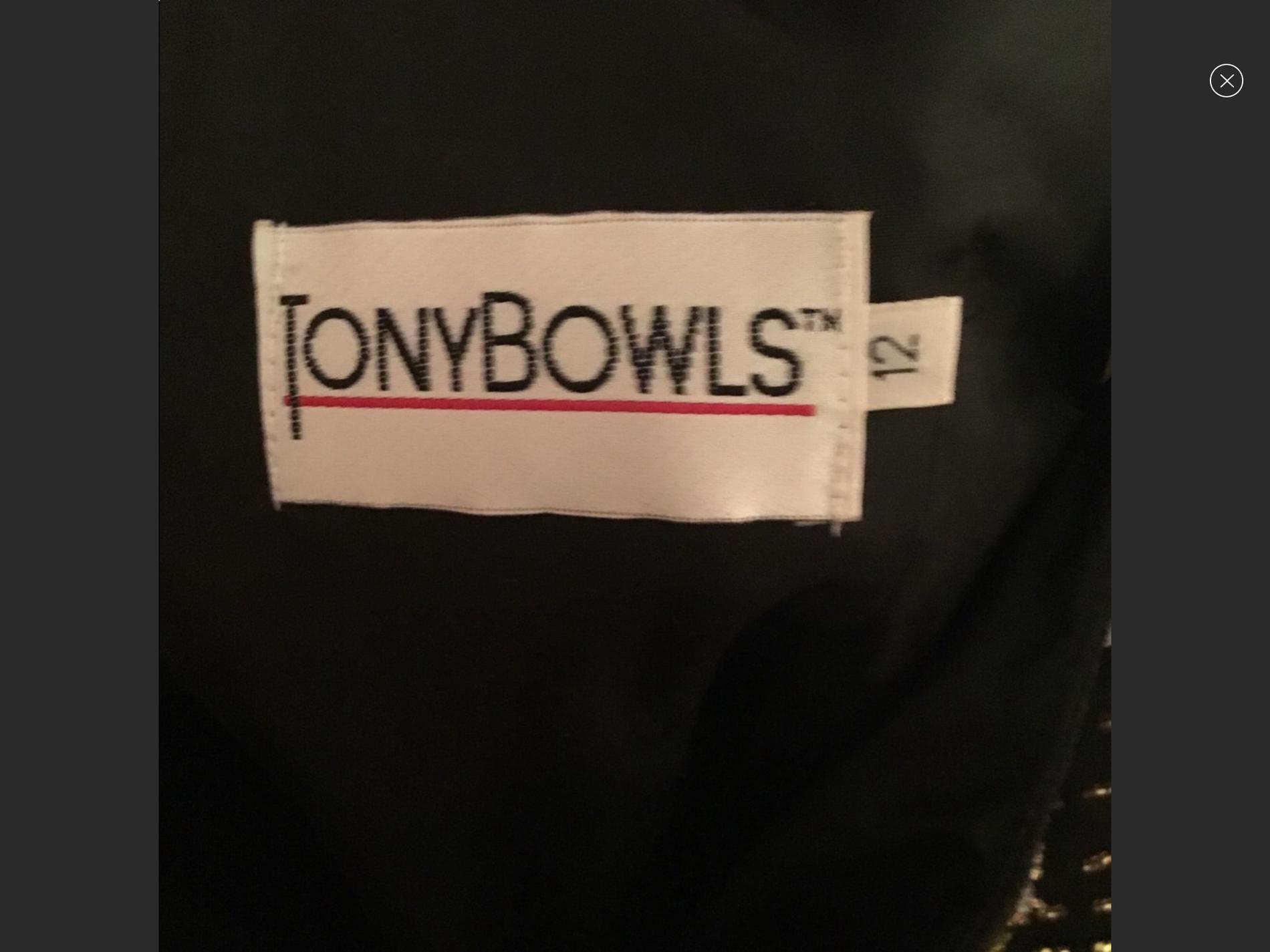 Tony Bowls Size 12 One Shoulder Sequined Black Cocktail Dress on Queenly