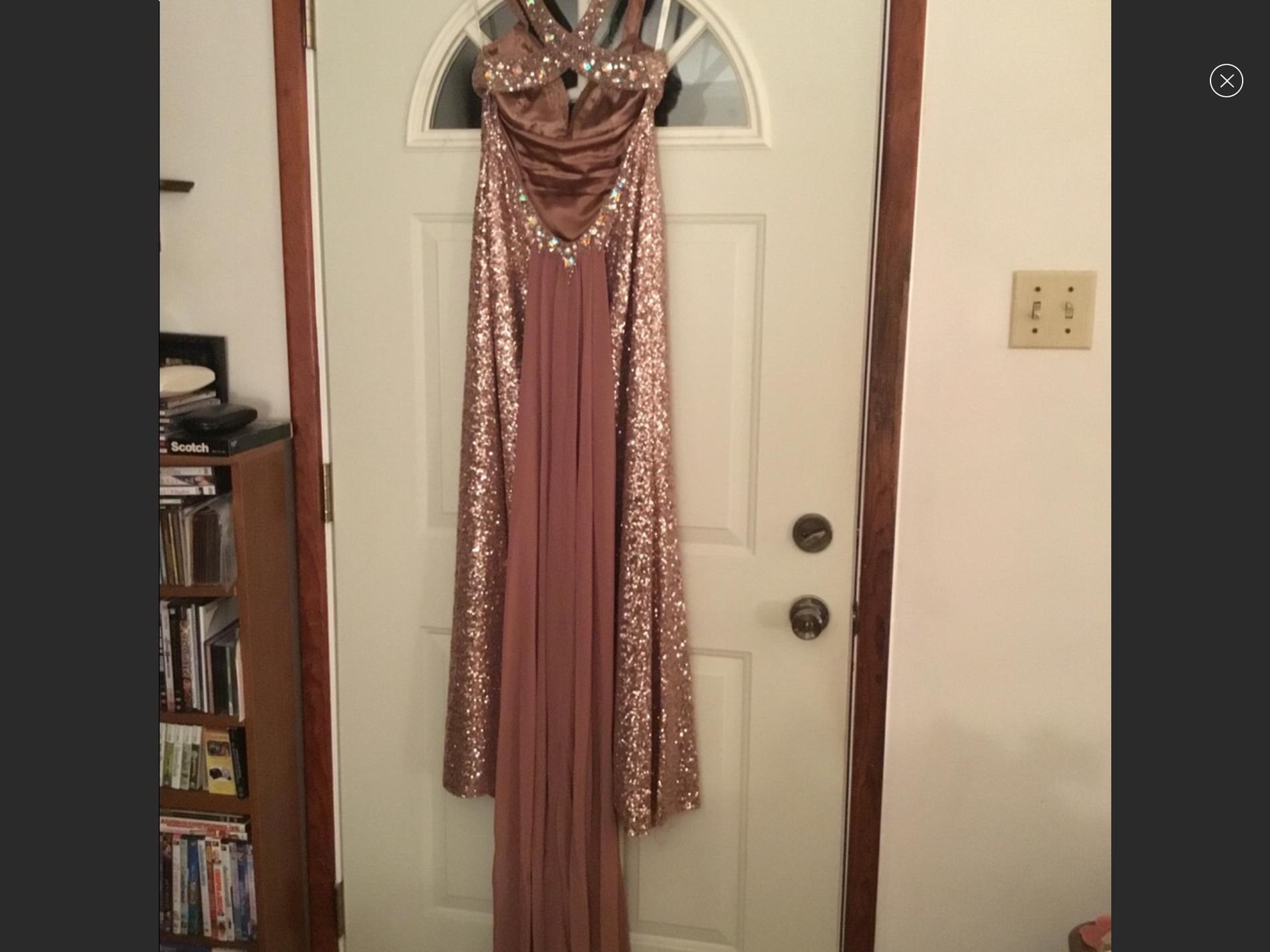 Tony Bowls Gold Size 10 Straight Train Prom Side slit Dress on Queenly