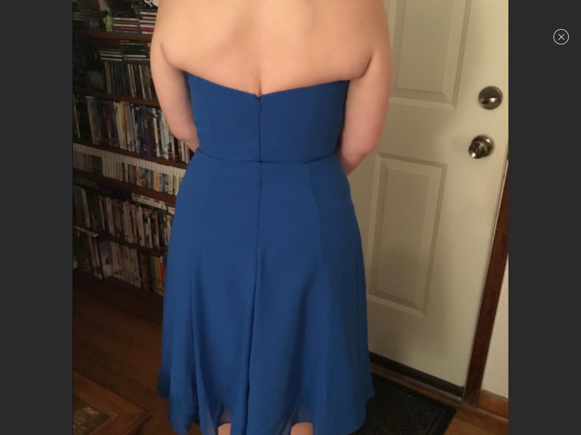 B2 Size 12 Strapless Blue Cocktail Dress on Queenly