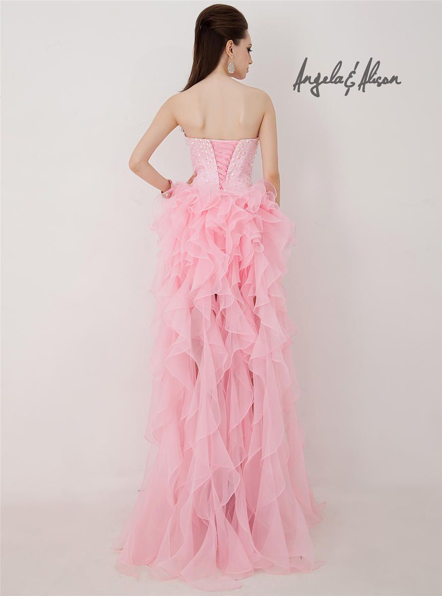 Style 41037 Angela and Alison Size 2 Prom Strapless Sequined Light Pink A-line Dress on Queenly
