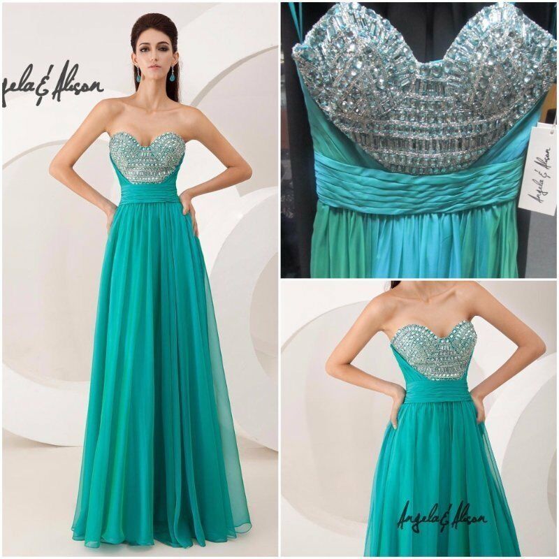 Style 41023 Angela and Alison Green Size 2 Tall Height Strapless Prom A-line Dress on Queenly