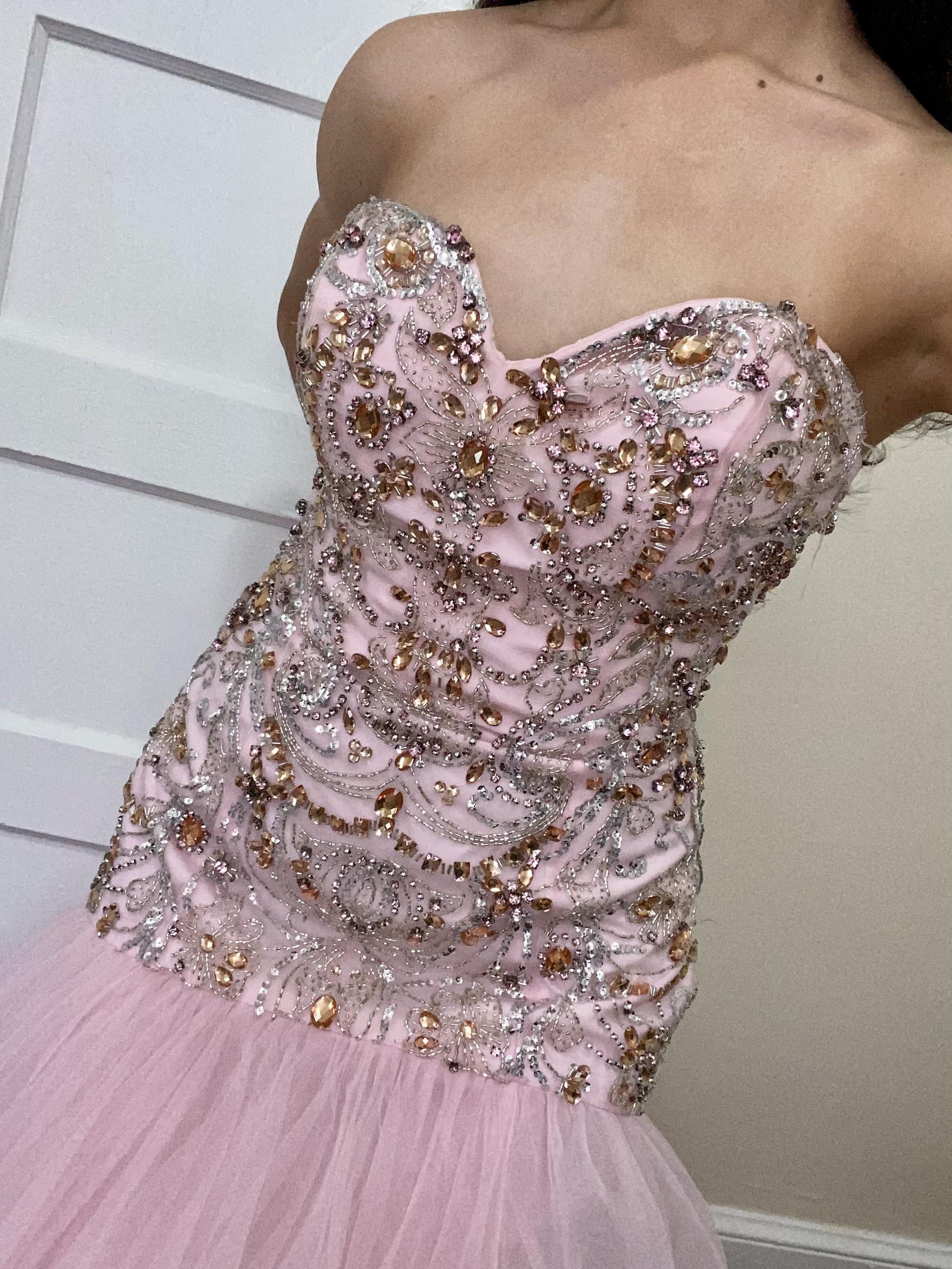 Sherri Hill Size 00 Prom Strapless Sequined Light Pink Mermaid Dress on Queenly