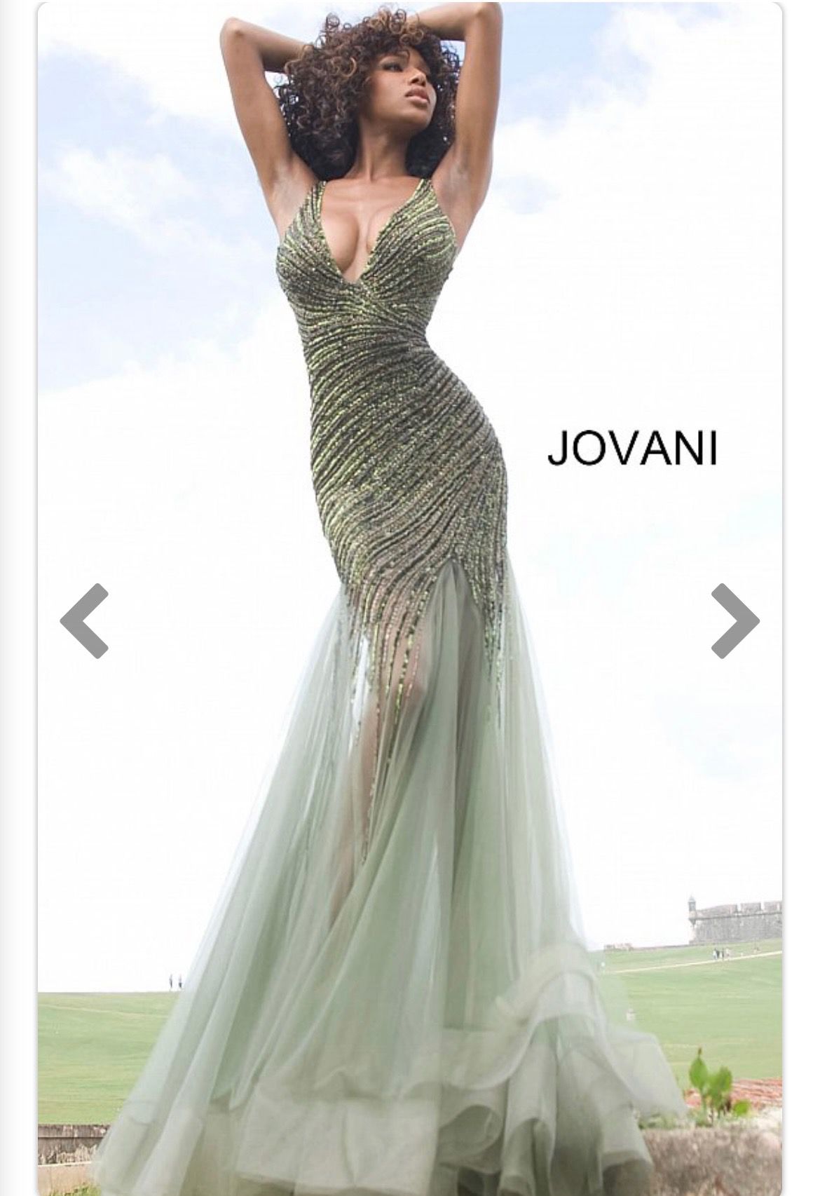 Jovani Size 2 Prom Plunge Green Mermaid Dress on Queenly