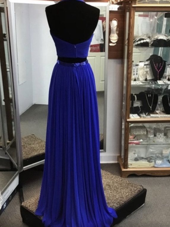 Sherri Hill Size 0 Prom Halter Blue A-line Dress on Queenly