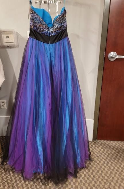 Style 6462 Madison James Size 8 Prom Strapless Navy Blue A-line Dress on Queenly
