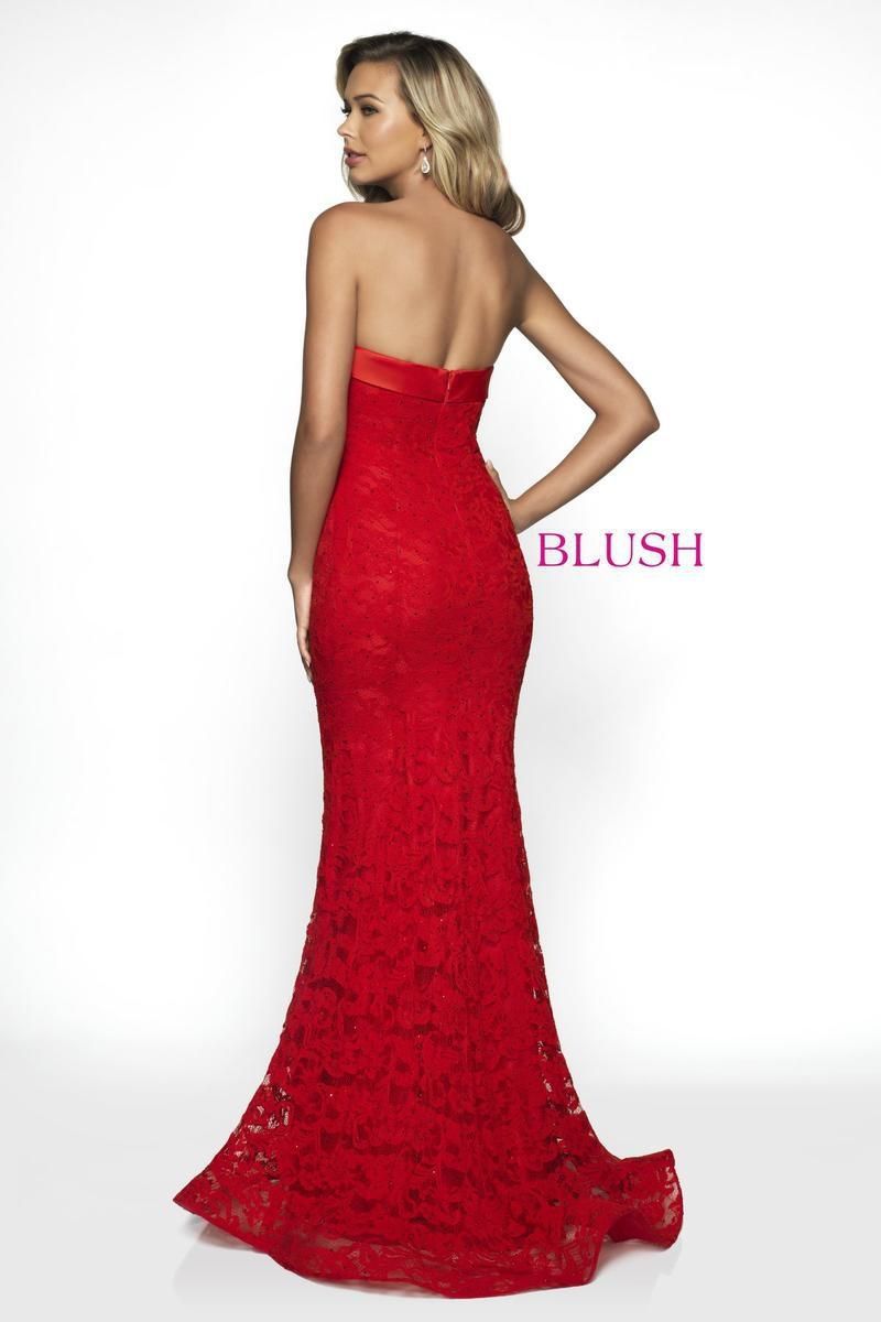 Style C2012 Blush Prom Size 2 Prom Strapless Lace Red Mermaid Dress on Queenly