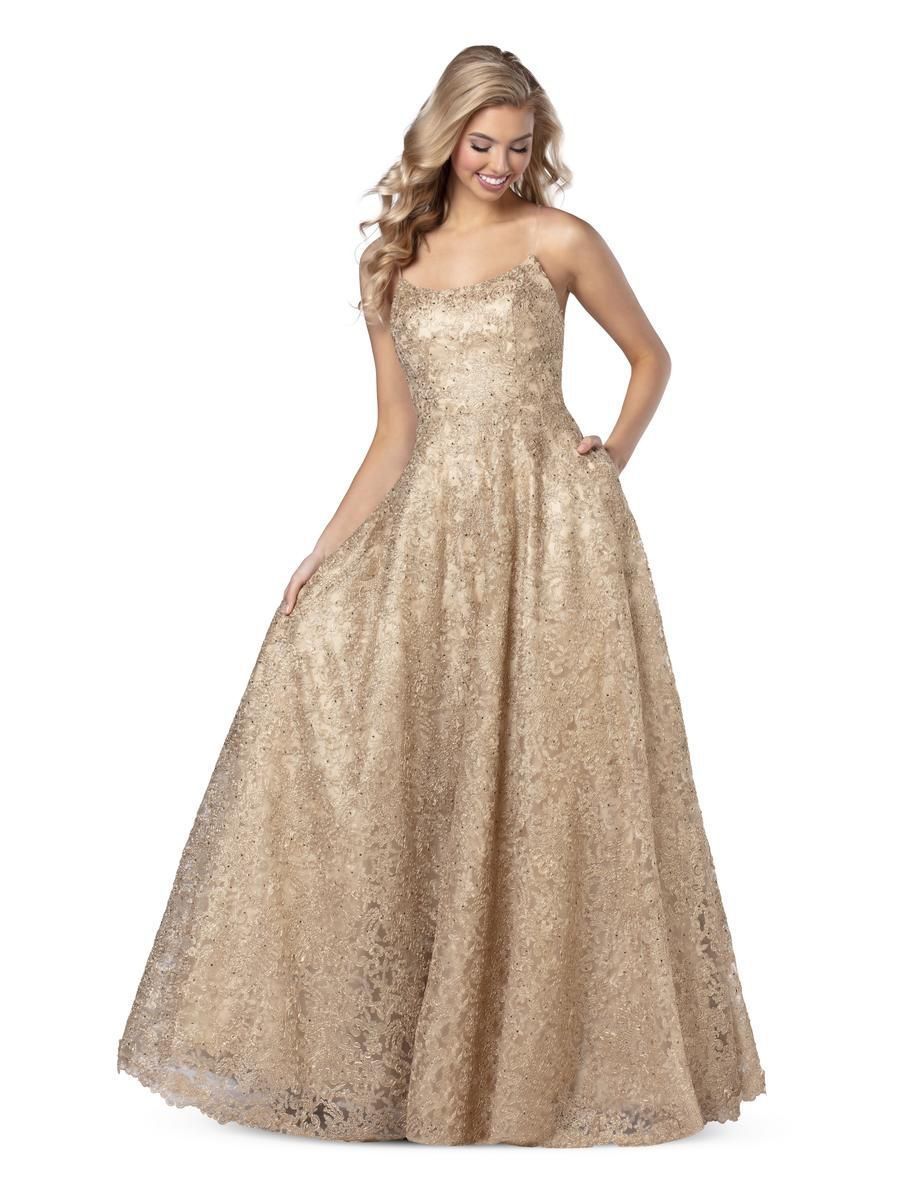 Style 5809 Blush Prom Size 0 Prom Lace Gold A-line Dress on Queenly