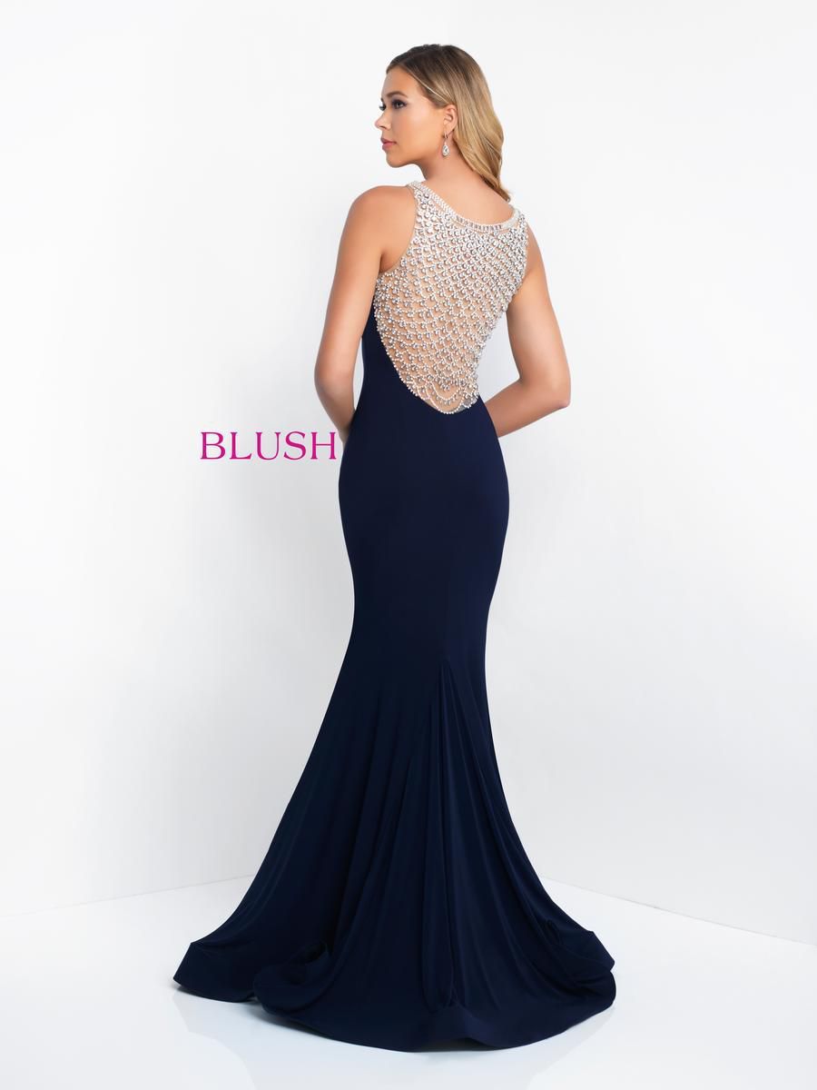 Style C1018 Blush Prom Plus Size 16 Bridesmaid Navy Blue Mermaid Dress on Queenly