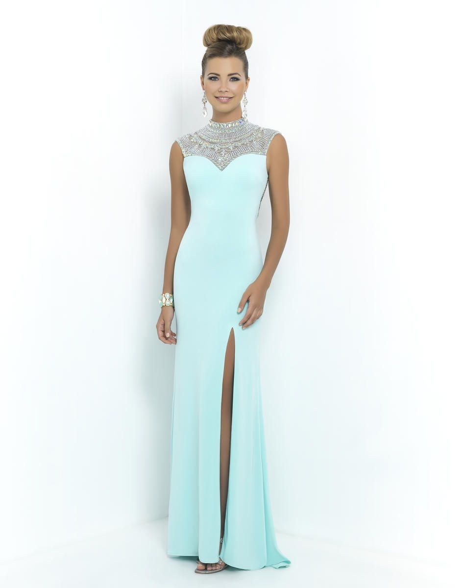 Style 9988 Blush Prom Size 2 Prom Plunge Sequined Turquoise Blue Mermaid Dress on Queenly